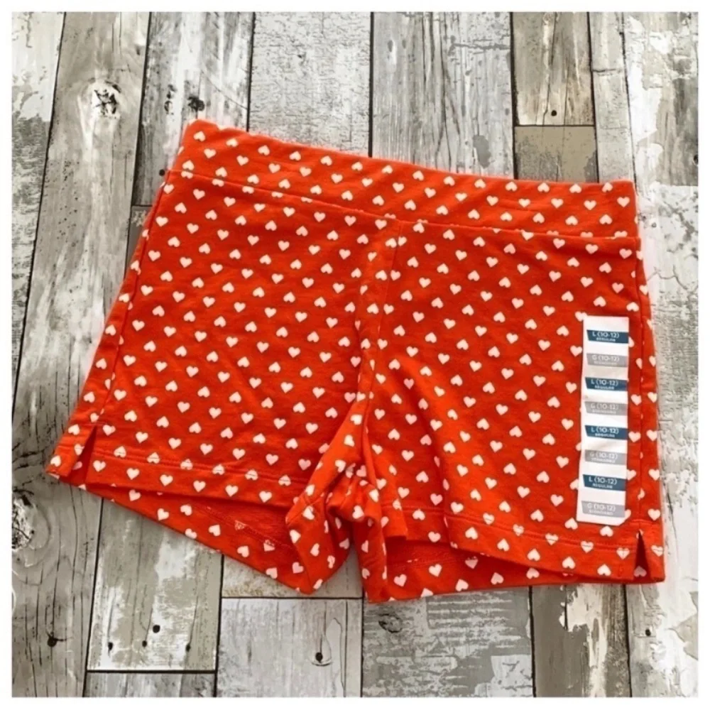 Old Navy Girls Red White Hearts Polka Dots Sailor Shorts New Tag Large 10/12